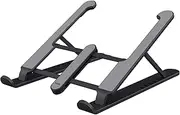 Trust Primo Portable Laptop Stand for Desk, 16 Inch Foldable Laptop Riser with 6 Height Adjustable, Lightweight, Ergonomic Laptop Holder for MacBook Air, Computer, Tablet, Home, Office, Dell HP, Gray