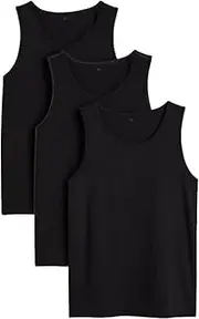 [COSHAL] Men's Cotton Vests Tank Tops Sleeveless Plain Undershirts Out Door Breathable Slim Fit Summer Top Vest Everyday Athletic wear Easy Fit Dry-Fit Workout Shirts (Pack 3)