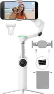 Insta360 Flow 2 Pro White AI Smartphone Selfie Stick Tripod Stabilizer Spotlight