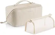 Travel Cosmetic Bag Large-Capacity Cosmetic Bag Portable Storage Bag Cosmetic Toiletry Bag(White)