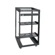 RIVECO 18U Open Frame Server Rack with Brake Casters + PDU (8 Outlets) Power ...