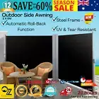 2X6M Side Awning Sun Shade Outdoor Blinds Retractable Screen Steel frame Black
