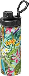 Tropical Plants and Parrots Camping Hiking Hydration Flask,Stainless Steel Outdoor Water Bottle,Double Walled Insulated