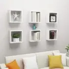 Hanging Cube Shelf Unit 6 Pcs High Gloss White Stylish Wall Decor Rack Organizer