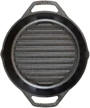 Lodge 10.25" Cast Iron Dual Handle Grill Pan, Black