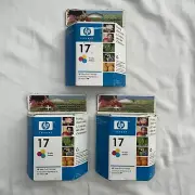 New Lot 3 HP 17 Tri Color Inkjet Printer Ink Cartridge Sealed New Expired 2007