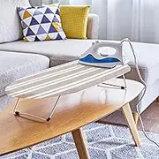 Encasa XO Replacement Ironing Board Cover with Extra Thick Pad, Elasticated, (Fits Standard Boards of Mini 72x30 cm) Heat Reflective, Scorch Resistant, Heavy Duty - Franca Beige Stripes