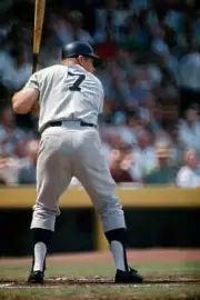 Mickey Mantle of the New York Yankees batting at Yankee Stadium ci- Old Photo 7
