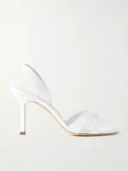 [Manolo Blahnik] Manolo Blahnik - Callasli 90 Leather Slingback Sandals - White - IT40 IT 40 White