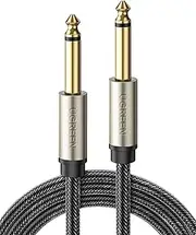[UGREEN] 1/4 Inch Guitar Cable Instrument Cable 6.35mm Mono Jack TS Unbalanced Patch Speaker Cord Braided Straight Male Amp Cord Zinc Alloy Casing Compatible with Electric Guitar Bass Keyboard, 1M