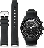 [REBANDACE] Strap for Moonswatch Watch,Curved No Gap Fluororubber Strap Compatible with Omega X Swatch Moonswatch Speedmaster,Replacement Strap for Swatch Omega Moonswatch Speedmaster Watch Men Women