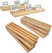 SUTIMSHE Wooden Domino Racks/Trays Set of 8 Natural Domino Trays Holders Organizer for Mexican Train Chickenfoot and Other Domino Games - Dominoes NOT Included