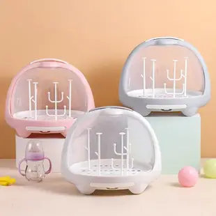 嬰兒奶瓶收納箱瀝水晾乾架帶蓋防塵便攜式儲置物放餐具用品奶粉盒