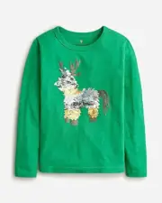 NWT J.Crew Crewcuts Sequin Reindeer Holiday Top Girl's Size XL / 12-14