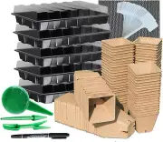 Seed Starter Kit with 100 Peat Pots Seedlings Seed Starter Tray 5 Plastic Growin
