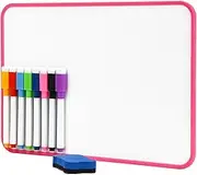 Mini Magnetic Whiteboard, 21 X 30 cm Small Pink Whiteboard, A4 Desktop Dry Erase Board, Portable Double-Sided Dry Erase Board for Drawing in School & Home (Pink, A4)