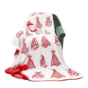 SOGA 130x170cm Throw Blanket Red Christmas Tree Half Fleece
