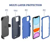 iPhone 11 Pro Max Compatible Case Cover With Belt Clip And Shockproof Robot Armor Hard Plastic - Black