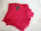 Robert Stanley Christmas Set of 4 Dinner Napkins Red Fringed 18x18