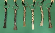 Equine Key Chain - Beaded Braided Horse Hair - Cowboy Collectibles Seed Beads