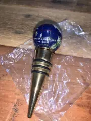 Alaskan Heritage Gold Enamel World Globe Bottle Stopper 3.5" NEW with Box