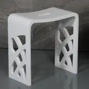 ALFI brand ABST88 Designer White Matte Solid Surface Bathroom / Shower Stool
