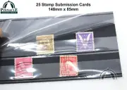 25 Black Stamp Collecting Submission Approval Cards, 2 Strips, Archival Quality