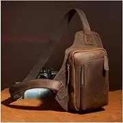 [Generic] Men's Brown Leather Waterproof Sling Bag Crossbody Backpack Multi-Pocket Chest Bag for Men Women, 2025 Fashion Fanny Purse Sling Backpack Hiking Daypack Multipurpose Cross Body Chest Bag for Men