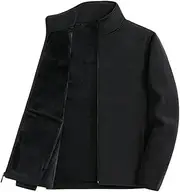 [SWEPER] Men's Fleece Jacket - Plus Size Fleece Jacket Men Autumn Winter Warm Patchwork Jacket Coat Male Fashion Casual Stand Collar Jackets Big Size