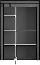 Wardrobe Closet with 6 Shelves and 1 Hanging Rail Portable Closet, Easy Assembly Foldable Grey Clothes Closet for Home Bedroom Clothes Supplies.