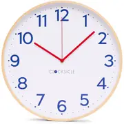 Clocksicle Silent Wood Wall Clock, Navy, 40cm