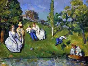 Art Cezanne Trees Grass River Ceramic Mural Backsplash Bath Tile #2159
