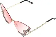 [FRCOLOR] 1 Pair Butterfly Rimless Sunglasses for Women Vintage Frameless Eyewear with UV Protection Design for Beach Parties and Outdoor Activities