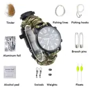 Emergency Survival Outdoor Watch Analogue Compass Paracord Flint And Steel Kit