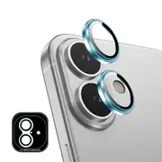 ZUSLAB Apple iPhone 16 Plus Camera Lens Protector, 9H Tempered Glass Camera Cover Screen Protector Metal Individual Ring (2024) - Blue