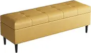 Multifunctional Storage Stool, Large Storage Space, Durable Rectangular Storage Stool, Water Resistant, Wear Resistant and Scratch-Resistant, Suitable for Living Room, Bedroom (Ginger, 60 cm)