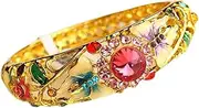 [NXAWUE] Cloisonne Bracelet,Enamel Bracelet, Cloisonne Rhinestone Openwork Bracelets Vintage Enamel Oval Jewelry High End Gilding Spring Hinge Cuff Bangle Women