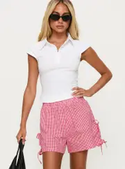 Mailee Bow Tie Shorts Red Check
