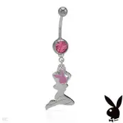PLAYBOY Body Ring With Genuine Crystal in Metallic Base metal and Pink Enamel