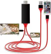 [Apple MFi Certified] Lightning to HDMI Cable Adapter Compatible with iPhone, 1080P Digital Sync Screen Audio&Video Adapter with Charge Port Connector to HD TV/Projector/Monitor Support OS