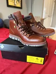 COLE HAAN Zerogrand Hiker Waterproof Boots C33471 Tan Leather Mens Size 9.5