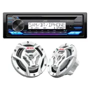 JVC KDT92MBS Bluetooth Marine CD Stereo Receiver, 6.5" 150W Boat Speakers (Pair)