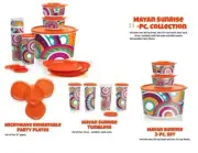 11 pc Tupperware Serving Set Mayan Sunrise Collection Tumblers, Bowls & Plates