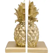 LVD Resin Bookends Pair Vintage Pineapple Decorative Book Holder 25x16cm Gold