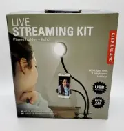 Kikkerland Live Streaming Lighting Kit Live Streaming Kit- Phone Holder & Light