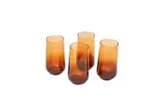 4pc Artcraft Iconic Amber Hiball Decorated Water Glassware Gift Boxed 470ml