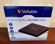 Verbatim ~ External Slimline CD/DVD Writer ~ Black ~ USB 2.0 Interface ~ Sealed