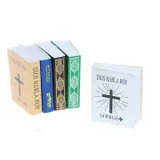 5PC Dollhouse Miniature 1/6 Scale Bible Books Can Turn Pages With Text 11.5"