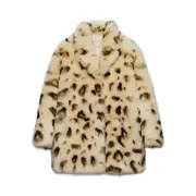 [Prada] Prada Leopard-print Shearling Coat 38 IT NEUTRALS