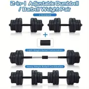2-in-1 30KG Dumbbell Weight Set Adjustable Barbel Home Gym Workout Equpiment